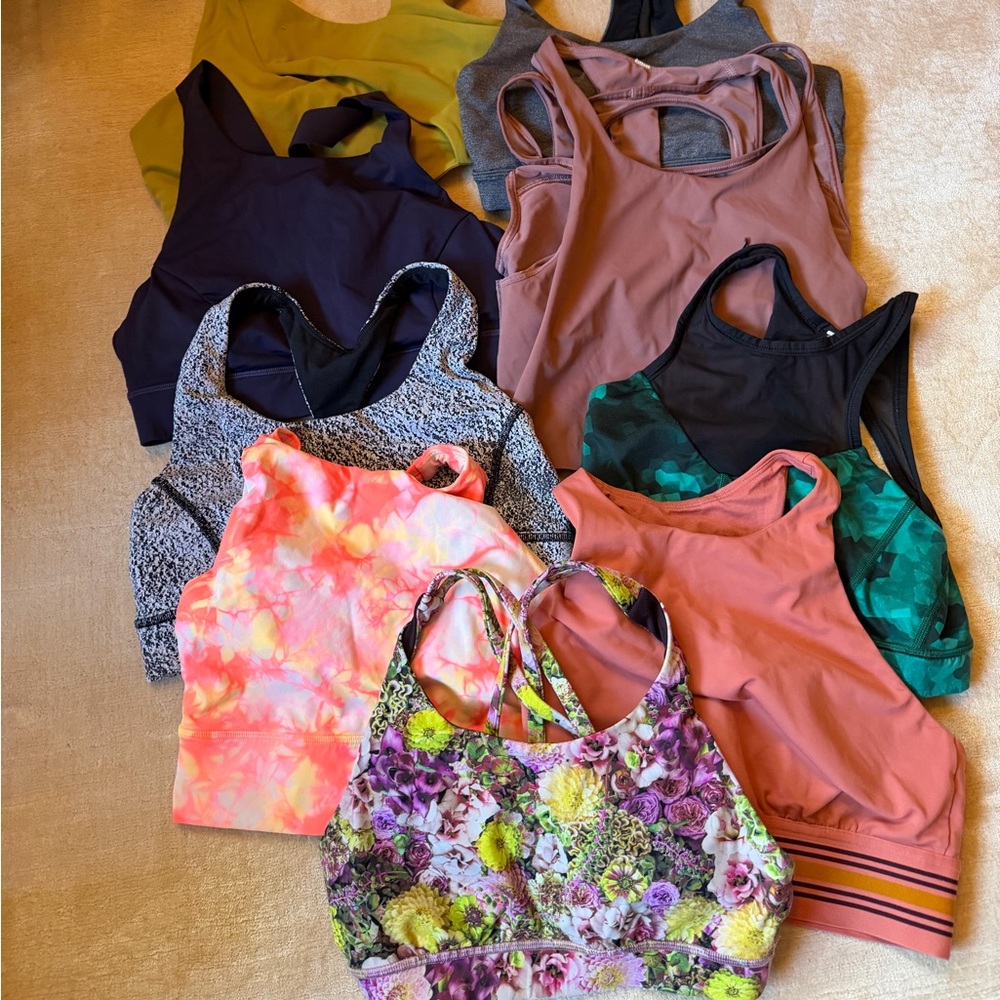 9 lululemon sports bras all size 4